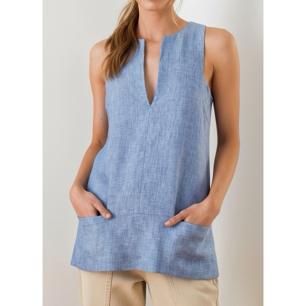 EMERSON FRY A-Line Mod Top, Chambray Linen, XS